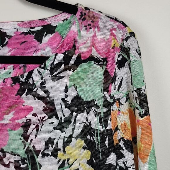 Lauren Ralph Lauren Floral Linen Tunic Blouse Top Size Large - Picture 3 of 7